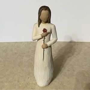 Vintage Willow Tree figurative sculpture. “Love” with red rose, estate piece